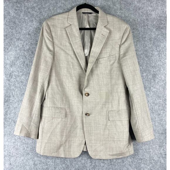 Brooks Brothers Regent Fit Blazer Sport Coat Mens 42R Beige Wool Ramie 2 Button - Picture 1 of 16